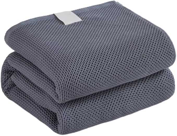 Bnitoam 100% Cotton Waffle Weave Blanket for Bed Couch Sofa 80x92 Ultra Soft Breathable Cooling Cellular Blanket for Adult Lightweight All Season Machine Washable (Grey 80x92)