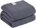 Bnitoam 100% Cotton Waffle Weave Blanket for Bed Couch Sofa 80x92 Ultra Soft Breathable Cooling Cellular Blanket for Adult Lightweight All Season Machine Washable (Grey 80x92)