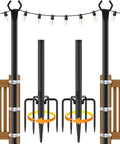 String Light PolesMetal Poles for Hanging Outdoor Light Strings2 Pack 10 FT Light Poles Stand for Outside GardenPatioWeddingBackyardDeckParty
