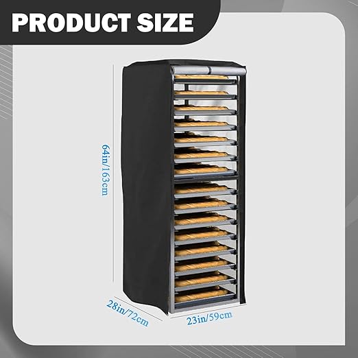 Bun Pan Rack Cover High Density Lightweight Dustproof Oxford Cloth Bakery Rack Cover for Commercial and Home Use- 420D 59x72x163cm