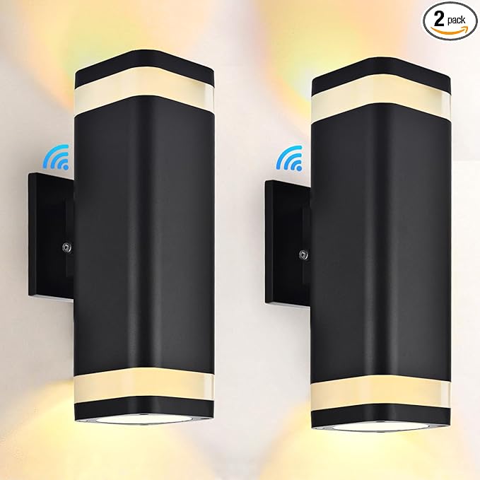 LED Outdoor Wall Sconce Dusk to Dawn Outdoor Lighting Fixture Modern Up Down Porch Lights ETL Listed Aluminum Exterior Wall Lights for Garage DoorHousePatio 2 Pack