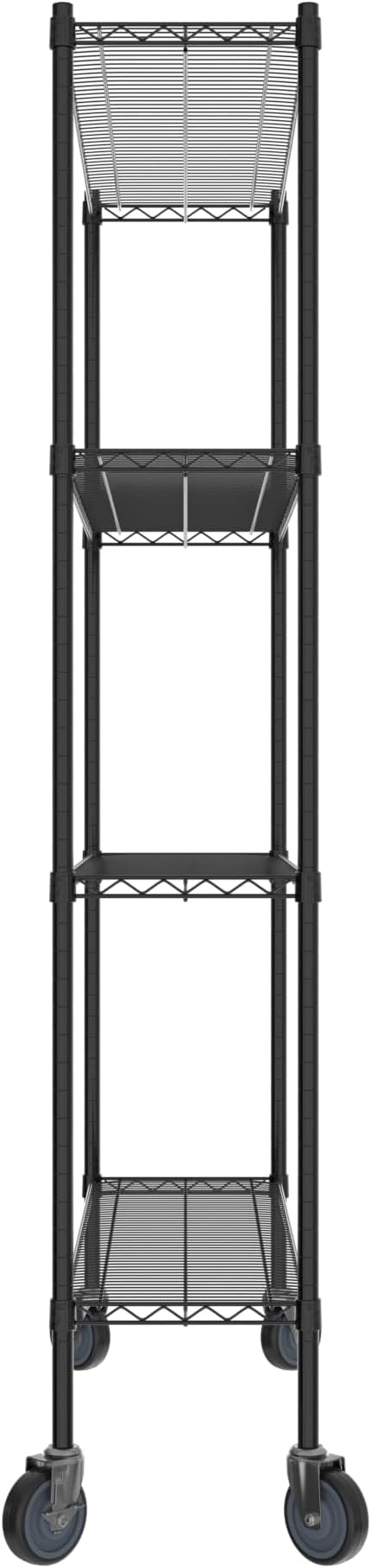 Commercial NSF Listed Black Epoxy Mobile Wire Shelving Kit 14 x 48 x 80 with 4 Shelves Perfect for Warehouse Walk-in Refrigerator Freezer Grocery Store Restaurant Dishroom
