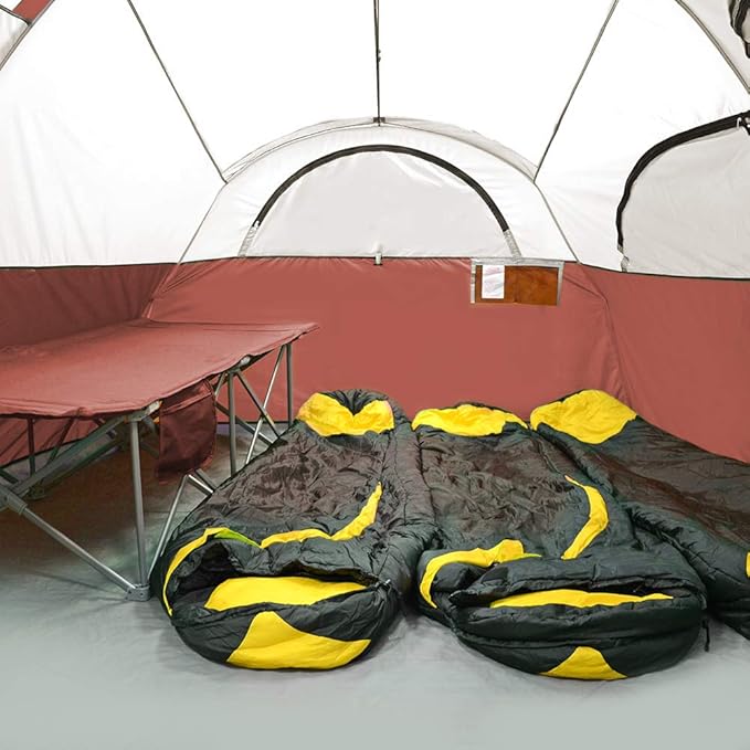 CAMPROS CP Tent 12-Person-Camping-Tents3 Room Family TentsWaterproof Windproof Family Tent with Top Rainfly6 Large Mesh WindowsDouble LayerEasy Set Up Portable with Carry Bag-20' x 9' x 72(H)