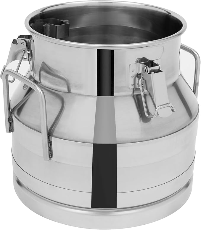 Stainless Steel Milk Can 12L/3.17Gal Metal Airtight Canister Food Storage Container with Lid &amp Clamps Bean Rice Cereal Storage Bucket for Kitchen Restaurant W12.6*H11.8in