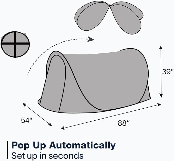 EighteenTek® Pod All Weatherproof Sports Tent Clear Pop Up Tent Camping Stargazing Transparent Outdoor Bubble 2 Person Capsule Portable Weather Proof Pod Instant Cold Protection Shelter 88x54x39H