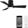 WAC Lighting Hug 3-Blade Aluminum Smart Flush Mount Ceiling Fan in Matte Black