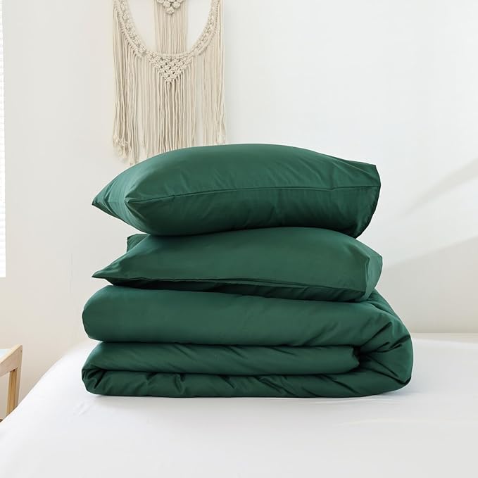 ROSGONIA California King Comforter Set Emerald Green 3pcs (1 Boho Dark Forest Green Cal King Comforter &amp 2Pillowcases) Oversized Blanket Quilt