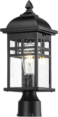 Emliviar Farmhouse Outdoor Post Light 16 Exterior Post Lamp for Patio Porch with Seeded Glass Black Finish DE279P BK
