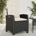 Reclining Garden Chair Black PE Rattan Standard Size with Adjustable Armrests and Removable Cushions for Outdoor Patio Lounging Weather-Resistant Durable Steel Frame