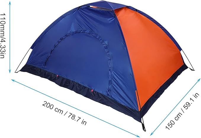 1 2 Person Three Defense Fabric Outdoor Tent for Camping Backpacking with Door and Window.(Blue+Orange)