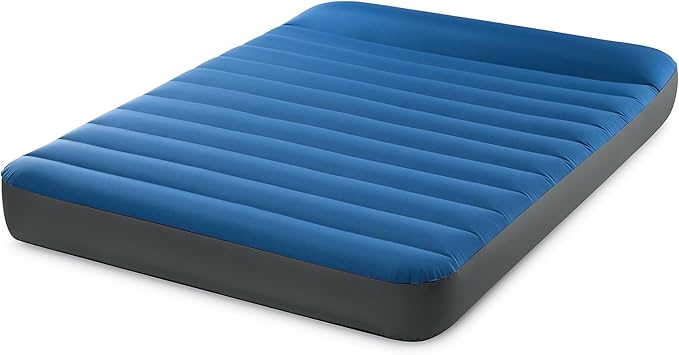 Intex 64012E TruAire Luxury Camping Mattress: Fiber-Tech – Puncture-Resistant Laminate – QuickFill USB Air Pump – 600lb Weight Capacity – Full Size Blue