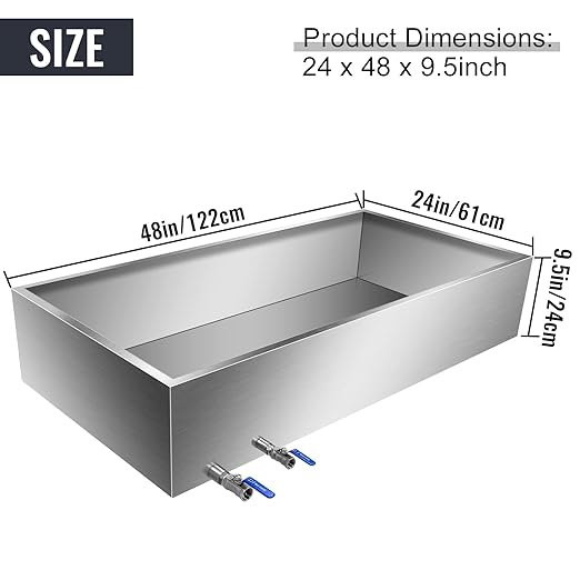 Maple Syrup Evaporator Pan 48x24x9.5 Inch Stainless Steel Syrup Evaporator Heavy Duty Maple Syrup Boiling Pan for Boiling Maple Syrup