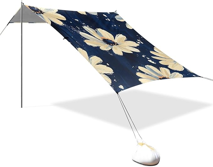 Beach Tent Sun Shelter Daisy Splash Lightweight &amp Easy Setup Beach Shade Canopy for Camping Fishing