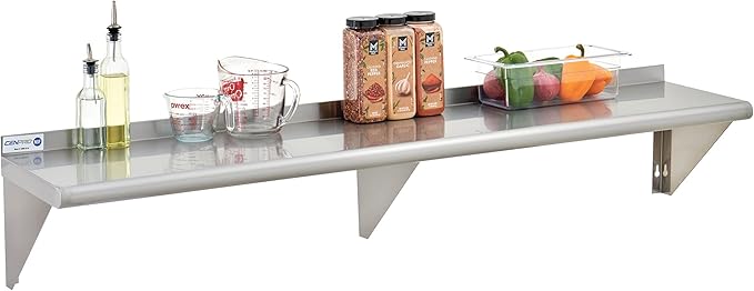 29N-016 -Commercial NSF Solid Stainless Steel Wall Shelf - 84 Wx12 D - 340 lb. Weight Capacity
