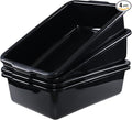 Sadstory Black Plastic Commercial Bus Tub 35 L Plastic Large Bus Box 4 Packs