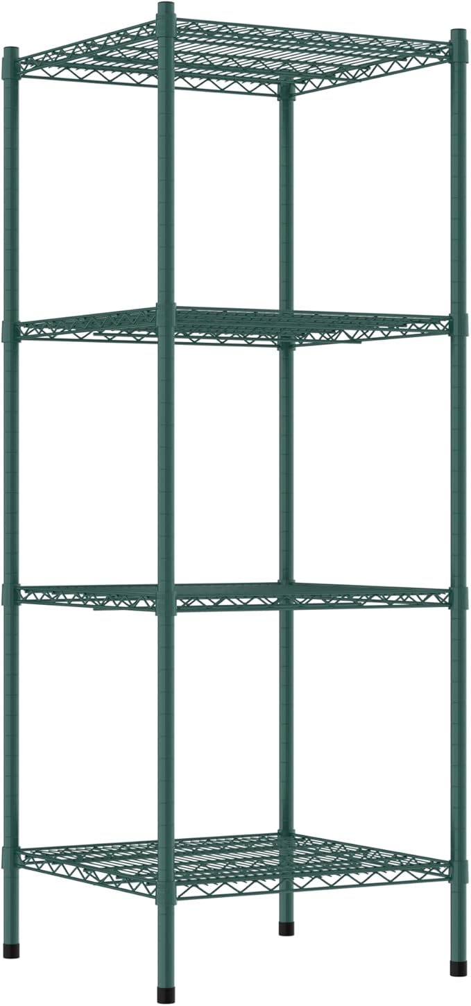 Commercial NSF Listed Green Epoxy Stationary Wire Shelving Kit 24 x 24 x 64 with 4 Shelves Perfect for Warehouse Walk-in Refrigerator Freezer Grocery Store Restaurant Dishroom