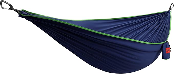 GRAND TRUNK TrunkTech Double Hammock | Ultra-Strong &amp Lightweight | 11 ft Hammock with Ripstop Nylon | 500 lb Capacity | Fast-Drying &amp Weather-Resistant | Navy/Green