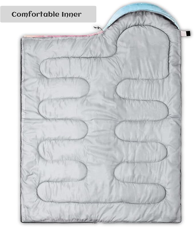 Sleeping Bags for Adults Youth Kids3D Printing Camping Sleeping Bag for Girls Boys Lightweight Waterproof Cold/Warm Weather Sleeping Bag for 3 Seasons