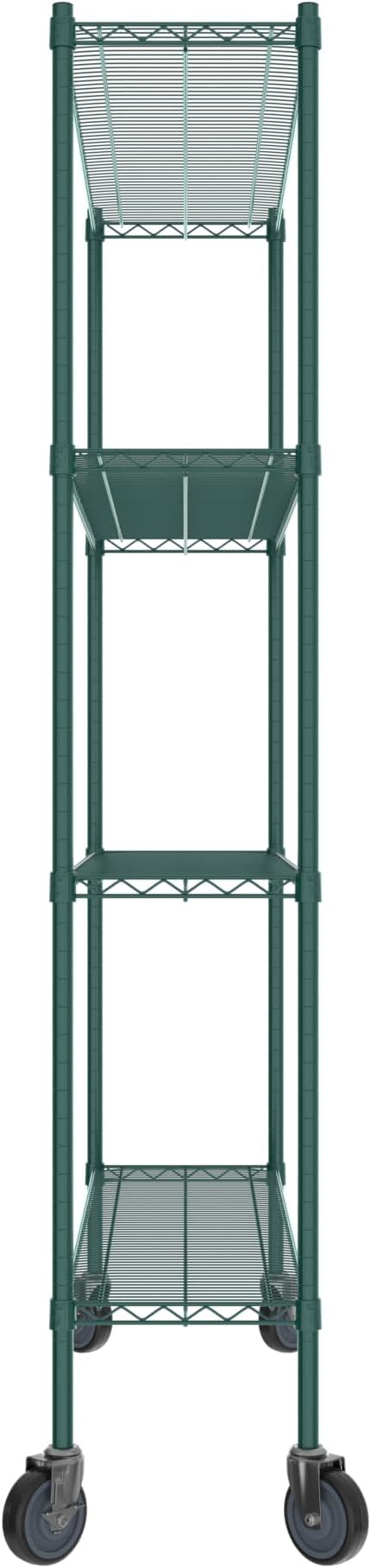 Commercial NSF Listed Green Epoxy Mobile Wire Shelving Kit 14 x 54 x 80 with 4 Shelves Perfect for Warehouse Walk-in Refrigerator Freezer Grocery Store Restaurant Dishroom