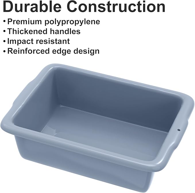 DUNCHATY 5.5 Gallon (20L) Plastic Bus Tubs - Large Commercial Grade Utility Box and Wash Basin Boxes for Restaurant Kitchen Organization and Storage - 21 L x 15 W x 6 H (5.5 Gal/20 Liters)