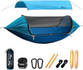 Camping Hammock Tent with Mosquito Net and Removable Sunshade 4 in 1 Function Lightweight Hanging Hammocks Tree Straps Swing Bivvy Ground Tent for Outside Hiking and Travel