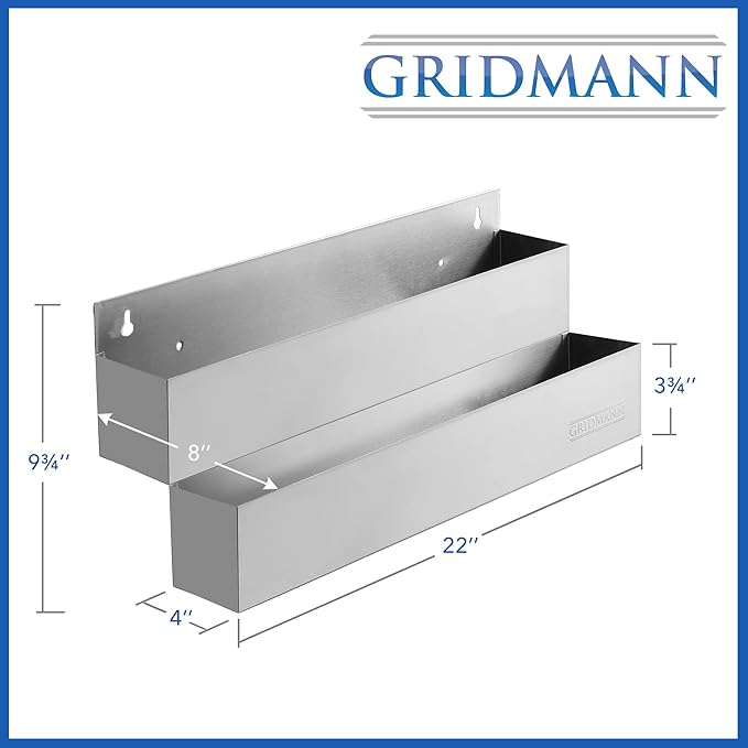 GRIDMANN 22-inch Double Tier Speed Rail - Stainless Steel Liquor Bottle Holder Rack for Bars