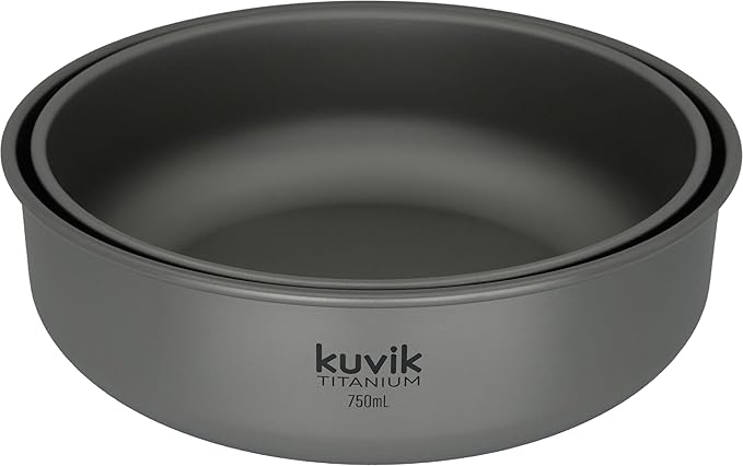 Kuvik Titanium Bowls 650ml (22 oz) and 750ml (25.4 oz) Combo - Ultralight and Compact Bowls for Backpacking Camping and Survival