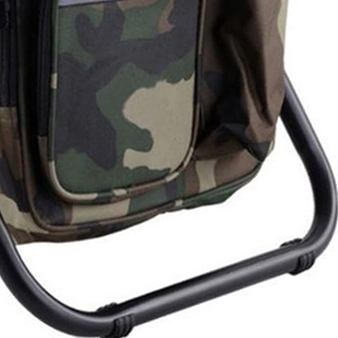 Folding Camping Chair Stool Backpack with Cooler Insulated Picnic Bag Backpack Cooler Chair Foldable Camping Fishing Stool for Travel Beach Hiking Picnic ﻿ (Camouflage)