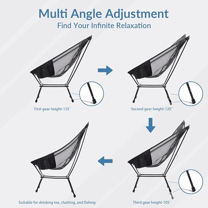 Bluewell Moon Chair Portable Camping Chair Backpacking ChairAircraft-Grade Aluminum CompactVentilated Lightweight Foldable Chairs for Hiking MountaineeringOutdoorsBeach &amp Lawns