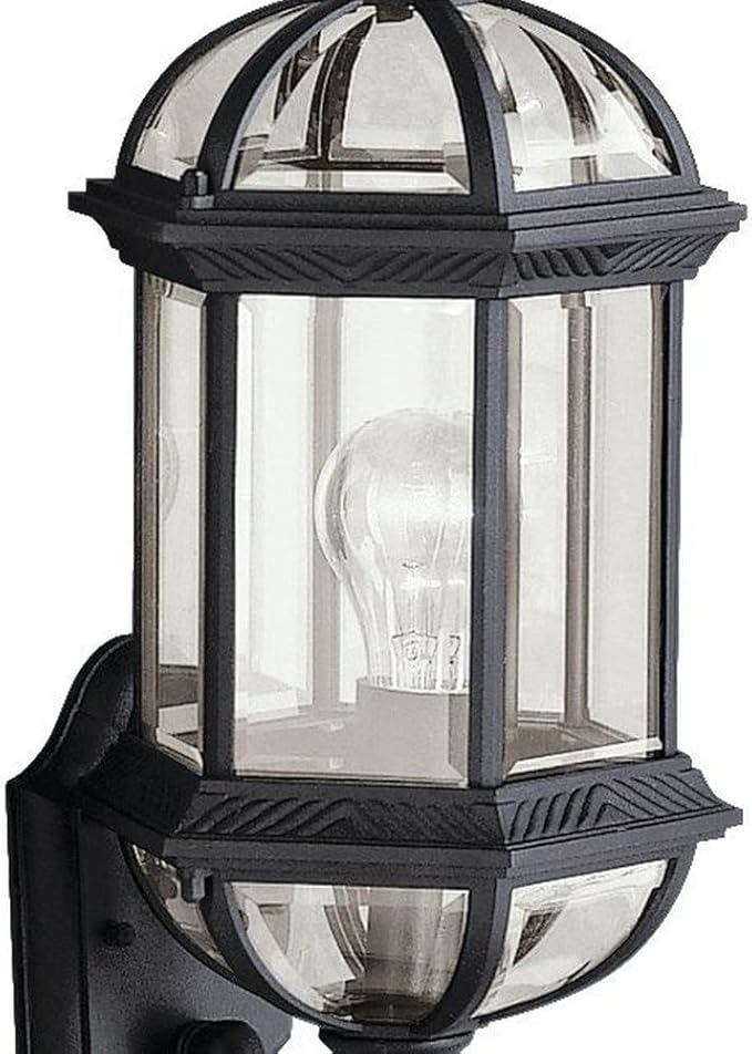 Kichler Barrie 22 Outdoor Wall Light in Black 1-Light Exterior Wall Sconce with Clear Beveled Glass (22 H x 8 W) 9736BK