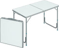 Outsunny 47 Folding Camping Table with Height Adjustability Lightweight Portable Table with Carry Handle Outdoor Folding Table Camping Accessories