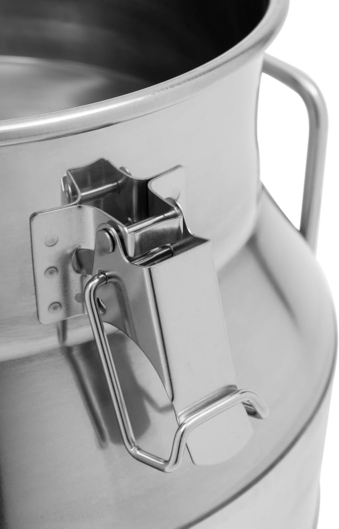 Stainless Steel Milk Can 12L/3.17Gal Metal Airtight Canister Food Storage Container with Lid &amp Clamps Bean Rice Cereal Storage Bucket for Kitchen Restaurant W12.6*H11.8in