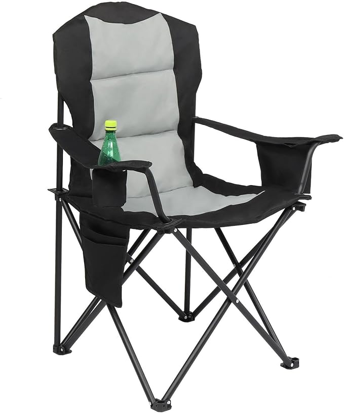 35 * 22 * 41in Black Grey Camping Chair Steel Pipe Oxford Cloth