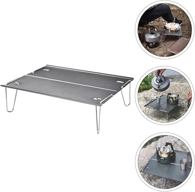Didiseaon Portable Folding Camping Table Aluminum Mini BBQ Picnic Desk Lightweight Outdoor Side Table for Hiking and Backyard Use