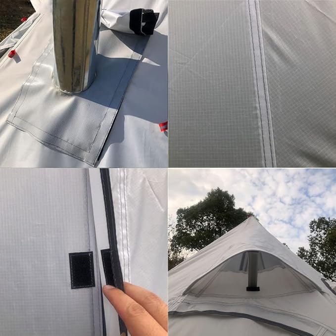 Tipi Hot Tent with Fire Retardant Stove Jack for Flue Pipes 2~3 Person Lightweight Teepee Tents for Family Team Outdoor Backpacking Camping Hiking