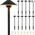 Gardencoin Low Voltage Pathway Lights (6.69'' Shade 21.54'' Tall) 12V Outdoor LED Landscape Pathway Lighting Aluminum Vintage Hammered Path Lights with 4W 2700K Replaceable Bulb 12 Pack