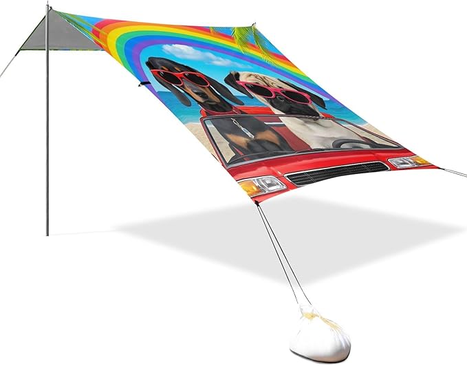 Beach Tent Sun Shelter Cool Dachshunds Driving Lightweight &amp Easy Setup Beach Shade Canopy for Camping Fishing