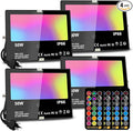 Led Flood Light Outdoor 50W RGB Color Changing Landscape Lighting with Remote Timing - 12 Colors - 4 Modes IP66 Waterproof US 3-Plug MELPO (Pack of 4)