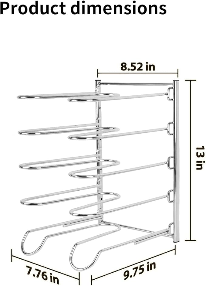 Pizza Rack 5-Tier Stainless Steel Pizza Pan Storage Rack Compact and Convenient Design for Easy Storage Multiple Pizzas pan 10.43 L x 8.52 W x 13 H Pizza Pan R ack