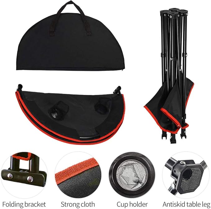 Camping Table Portable Folding Camping Side Table for Outdoor Picnic Beach Games Camp &amp Patio Tables Folding with 4 Cup Holders &amp Carry Case for Travel &amp Storage Premium 600D Canvas&a