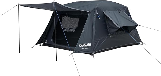 Kakadu Fast Frame Tent 3P 3 Person Camping Tent 1-Minute Setup Fast Frame Twin Hub Design w/Pre-Attached Poles Stargazing-Ready Weatherproof w/Awning Poles and Carry Bag