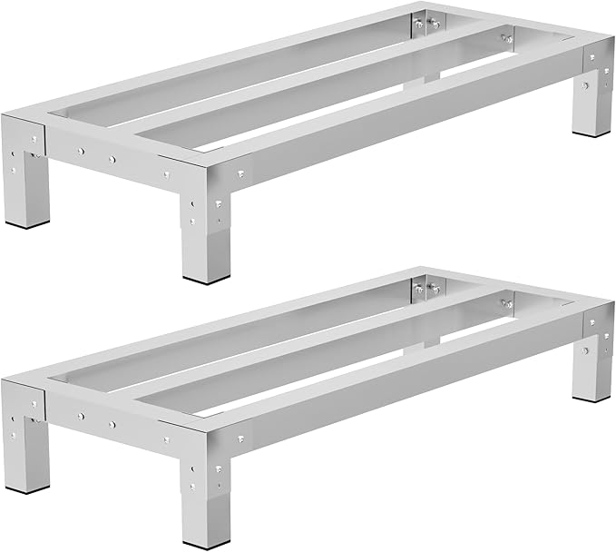 2 Pack Aluminum Dunnage Rack 48x20 Commercial Storage Rack Food Floor Rack Stand with 1.5mm Thick Aluminum Tube &amp Tool-Free Assembly for Kitchen Garage Warehouse Restaurant Vehicle
