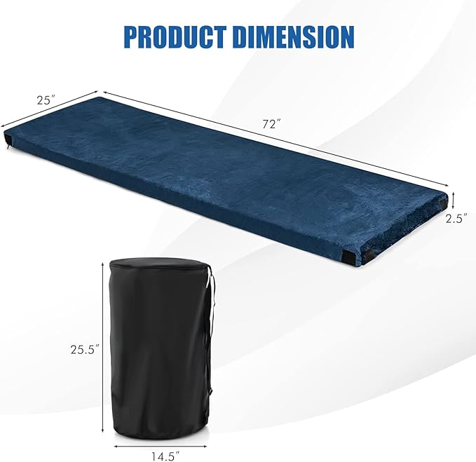 Giantex 72 Memory Foam Camping Mattress Foldable Floor Guest Bed for Sleepover Portable Camping Sleeping Mat with Waterproof Cover &amp Travel Bag Roll Up Mattress Sleeping Pad for Backpacking C