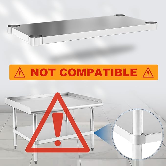 Stainless Steel Undershelf 30x60 Inches for Commercial Work Table - Bottom Shelf Add-On Extra Storage for NSF Kitchen Restaurant Café Bakery or Food Prep Stations