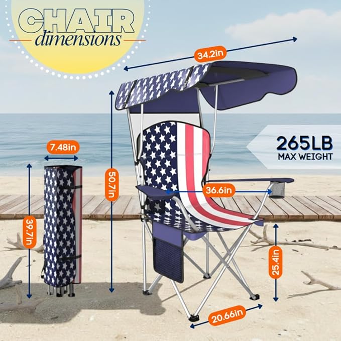 Amazing for less Folding Chair – Portable Outdoor Camping &amp Beach Chair (Flag (Shade) (2-Pack))