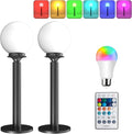 23'' Outdoor Lamp Post Lights Globe Yard Lamp Post RGBW IP65 Waterproof Outdoor Post Light Fixture for Garden/Street/Patio -2 Pack
