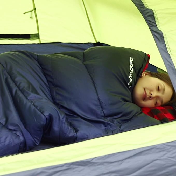 REDCAMP Flannel Sleeping Bag for Adults Comfortable Cotton Sleeping Bags for Camping with Detachable Hood Red/Grey/Blue/Black