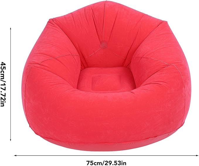 Inflatable Lounge Chair Premium PVC Material with Soft Flocking 80kg Capacity Compact Foldable for Living Room Bedroom Office Camping Travel (Red)