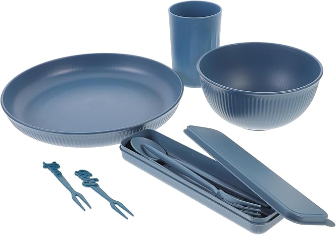 STOBAZA 1set Compact Cutlery with Box Lunch Box Utensil Includes Fork Spoon Chopsticks and Food Bowl for Outdoor Picnics Camping and Travel