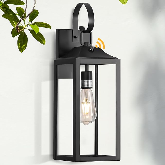 Black Dusk to Dawn Outdoor Wall Lantern 19 Large Dusk to Dawn Outdoor Lighting Outside Modern Wall Sconce Exterior Lighting Fixtures Porch Light Outdoor Waterproof for House Doorway Garage